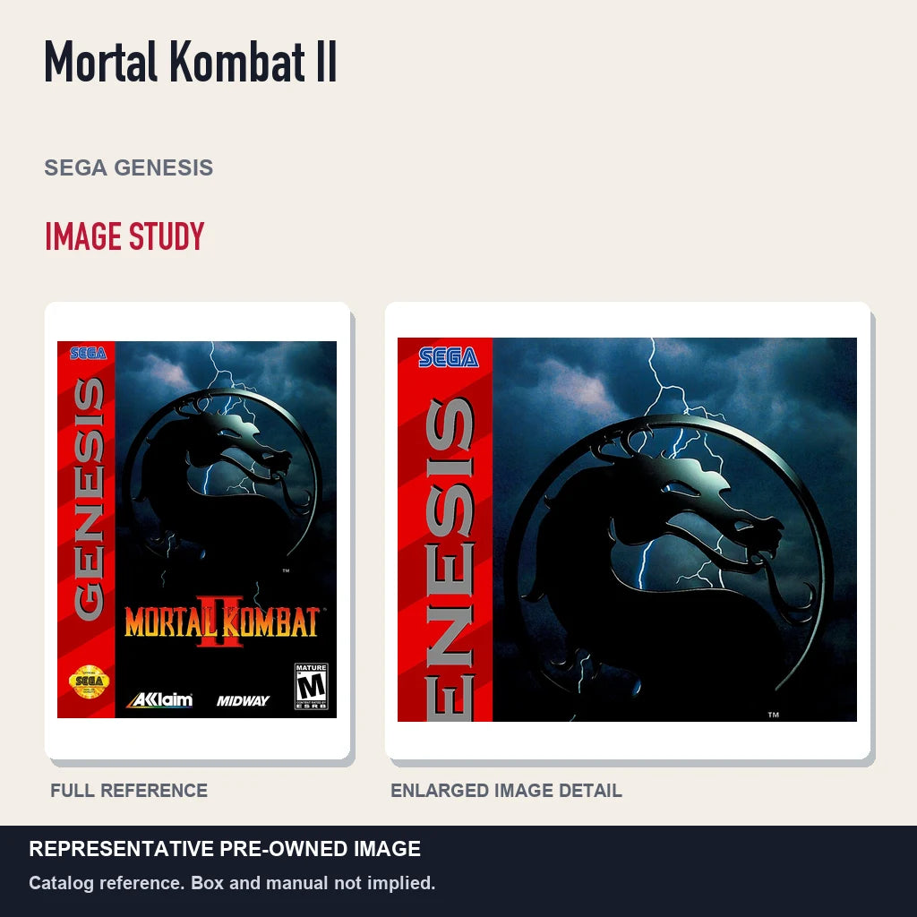 Representative pre-owned Mortal Kombat II (Sega Genesis), full image and detail.
