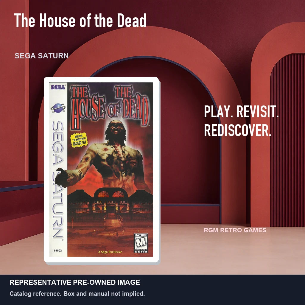 Representative pre-owned The House of the Dead (Sega Saturn), red retro product layout.