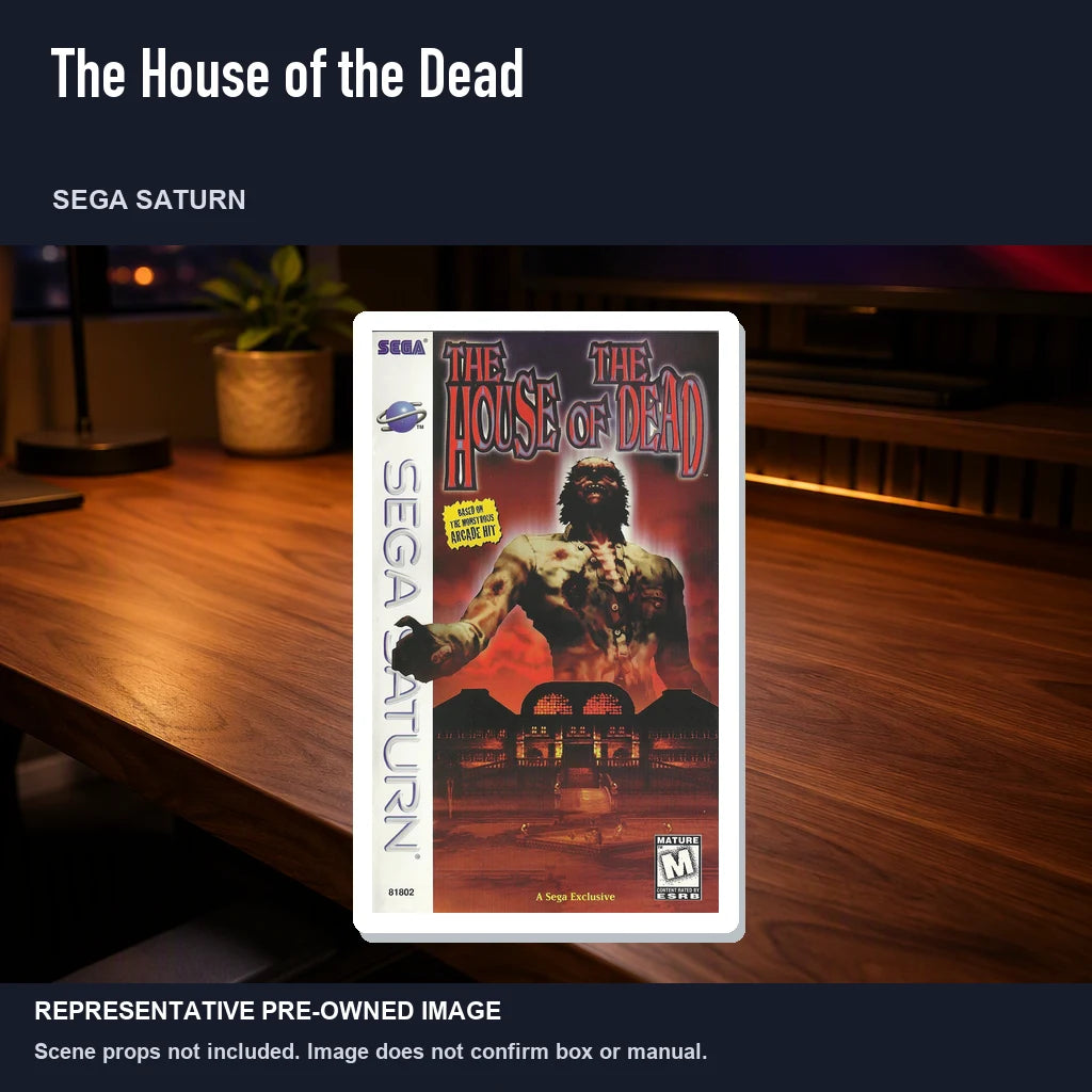 Representative pre-owned The House of the Dead (Sega Saturn), product image in a styled desk scene.
