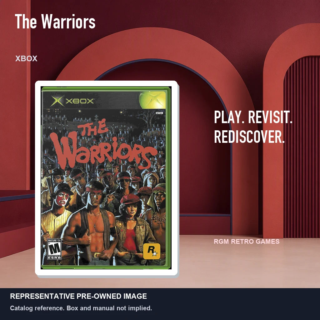 Representative pre-owned The Warriors (Xbox), red retro product layout.