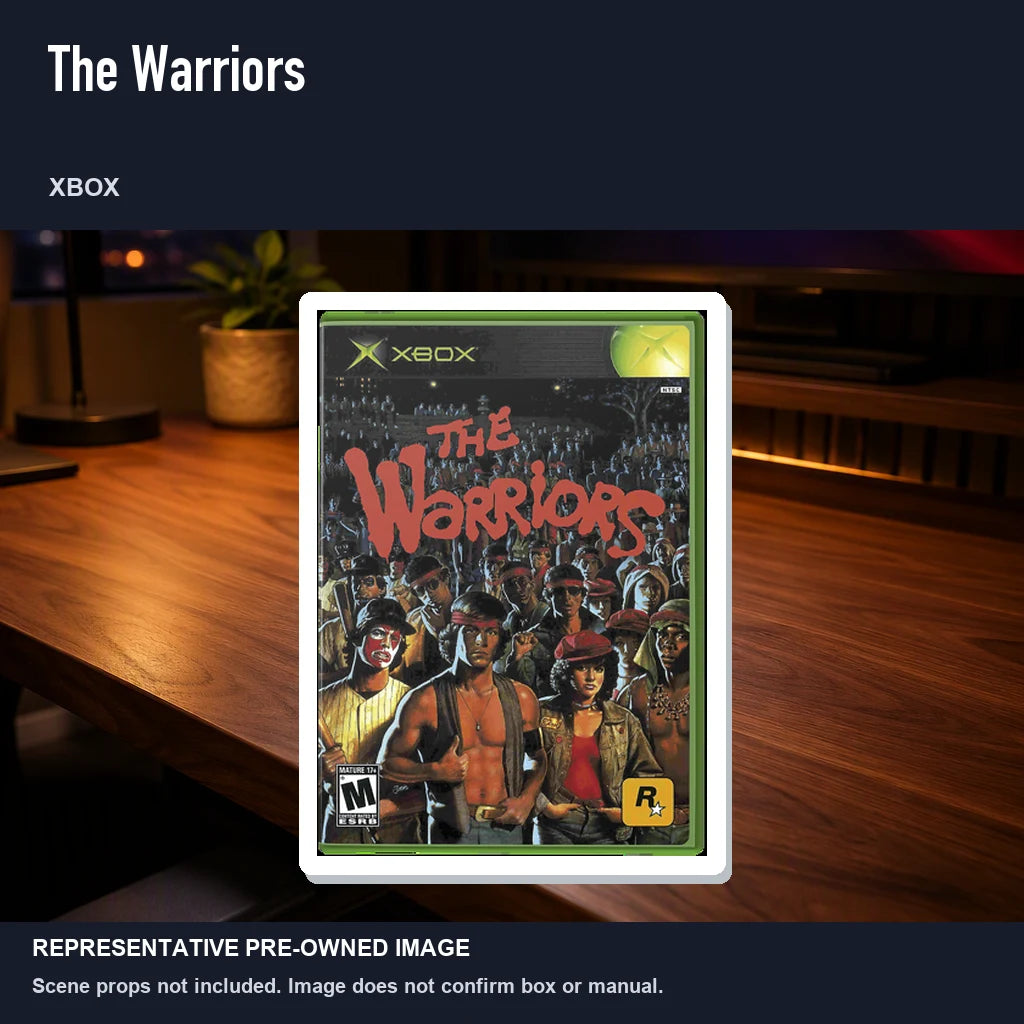 Representative pre-owned The Warriors (Xbox), product image in a styled desk scene.