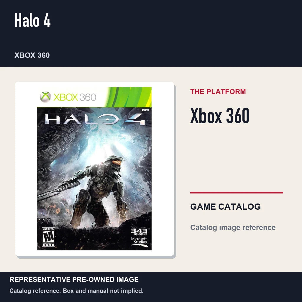 Representative pre-owned Halo 4 (Xbox 360), platform product layout.