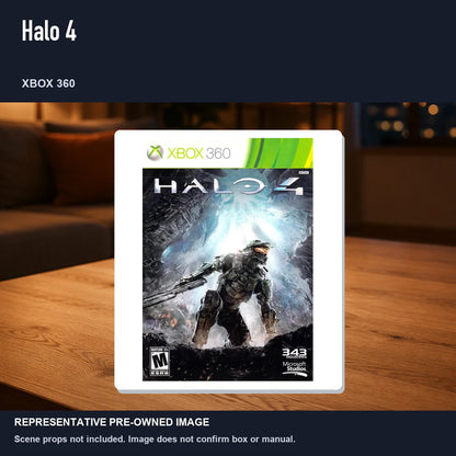 Representative pre-owned Halo 4 (Xbox 360), product image in a styled room scene.