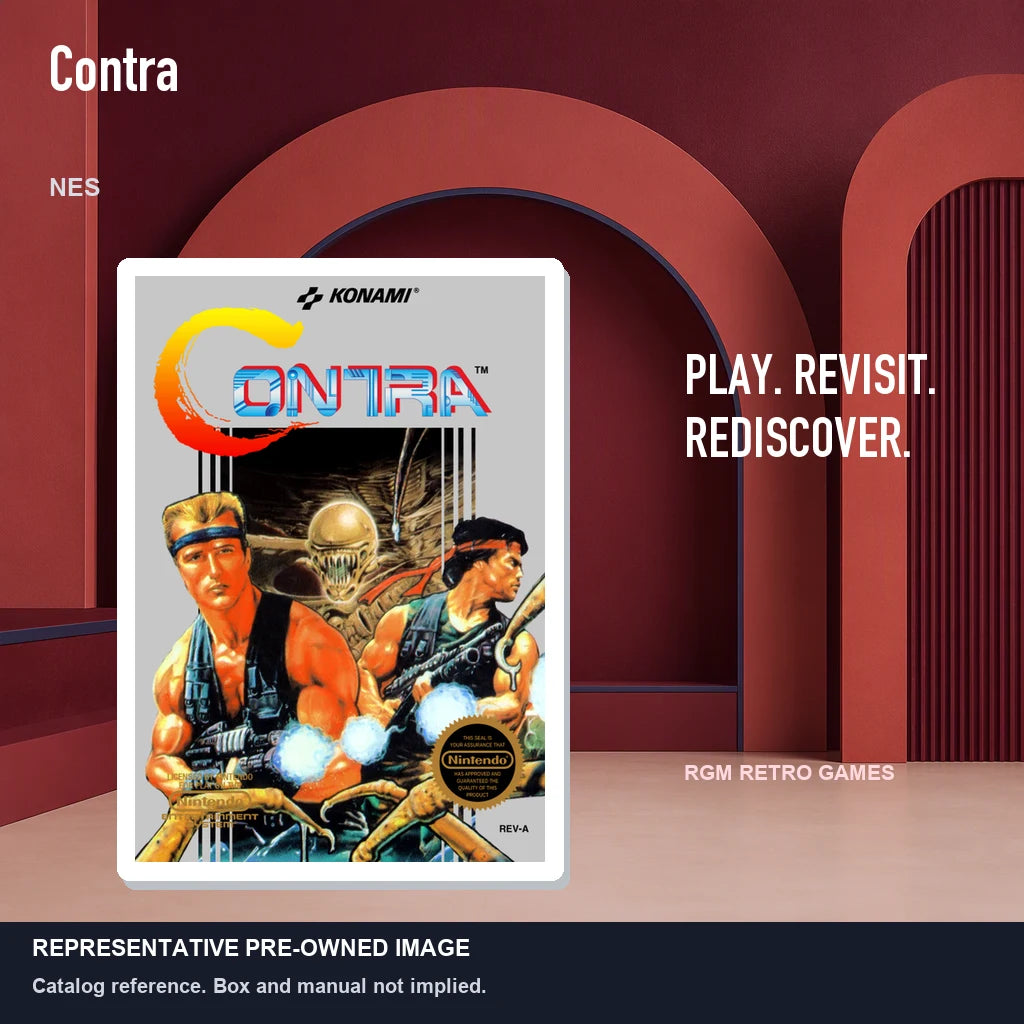 Representative pre-owned Contra (NES), red retro product layout.