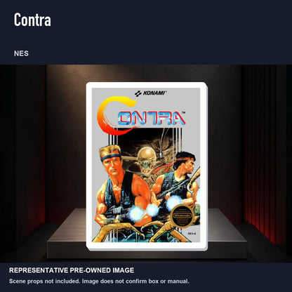Representative pre-owned Contra (NES), product image on a display panel.