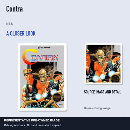 Representative pre-owned Contra (NES), full image with detail inset.