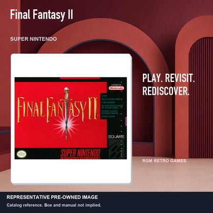 Representative pre-owned Final Fantasy II (Super Nintendo), red retro product layout.