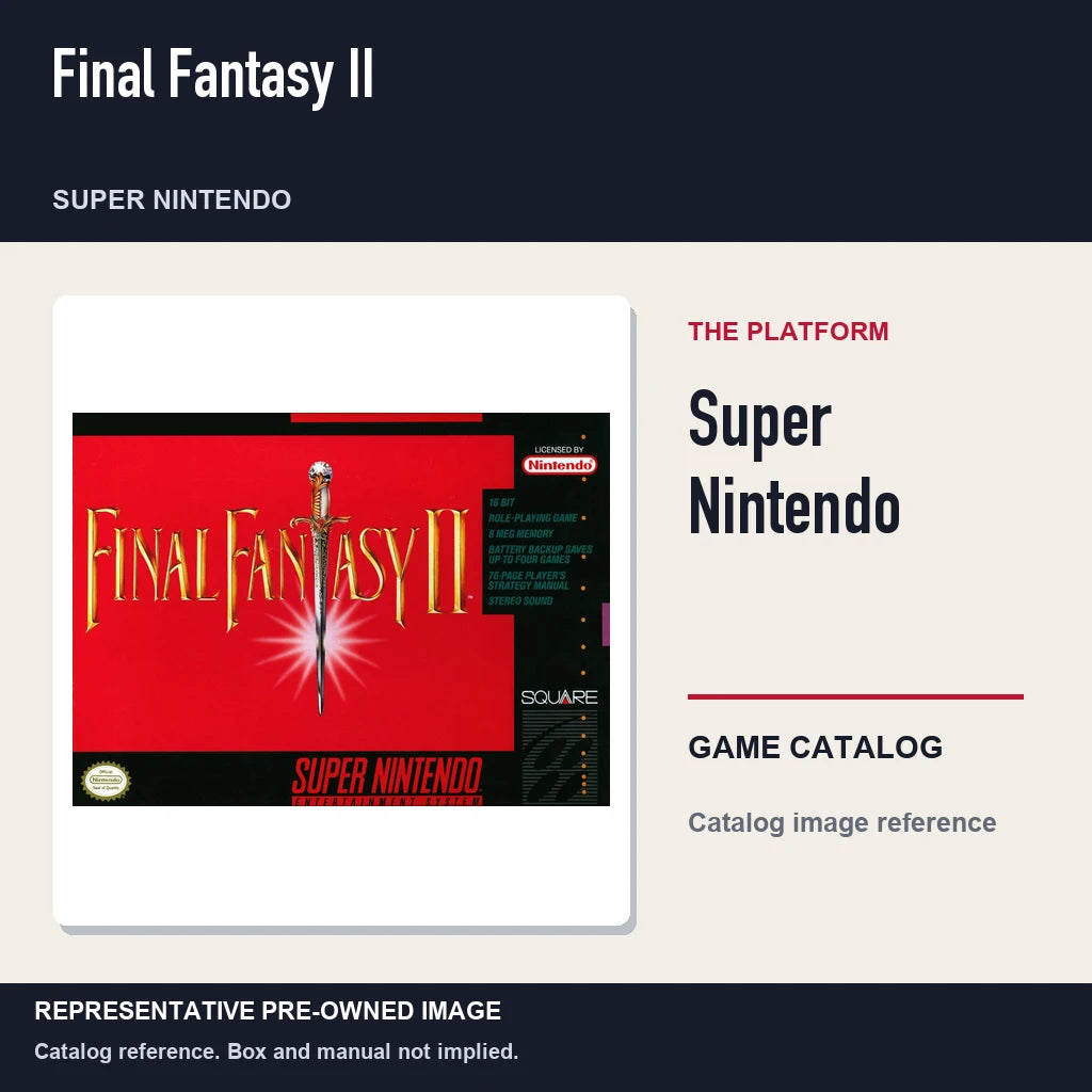 Representative pre-owned Final Fantasy II (Super Nintendo), platform product layout.