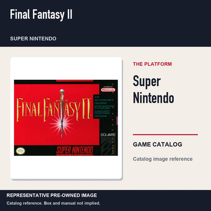 Representative pre-owned Final Fantasy II (Super Nintendo), platform product layout.
