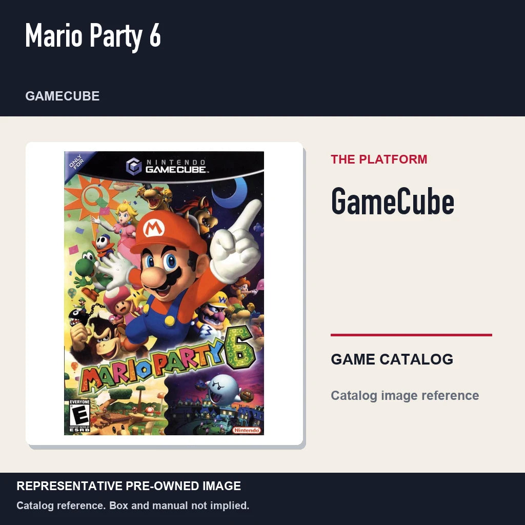 Representative pre-owned Mario Party 6 (GameCube), platform product layout.