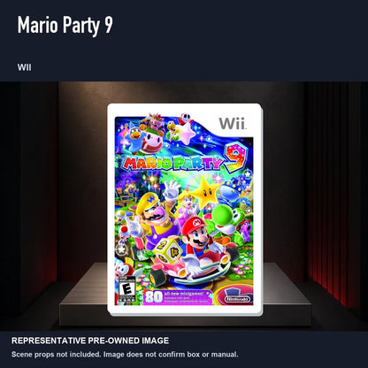 Representative pre-owned Mario Party 9 (Wii), product image on a display panel.