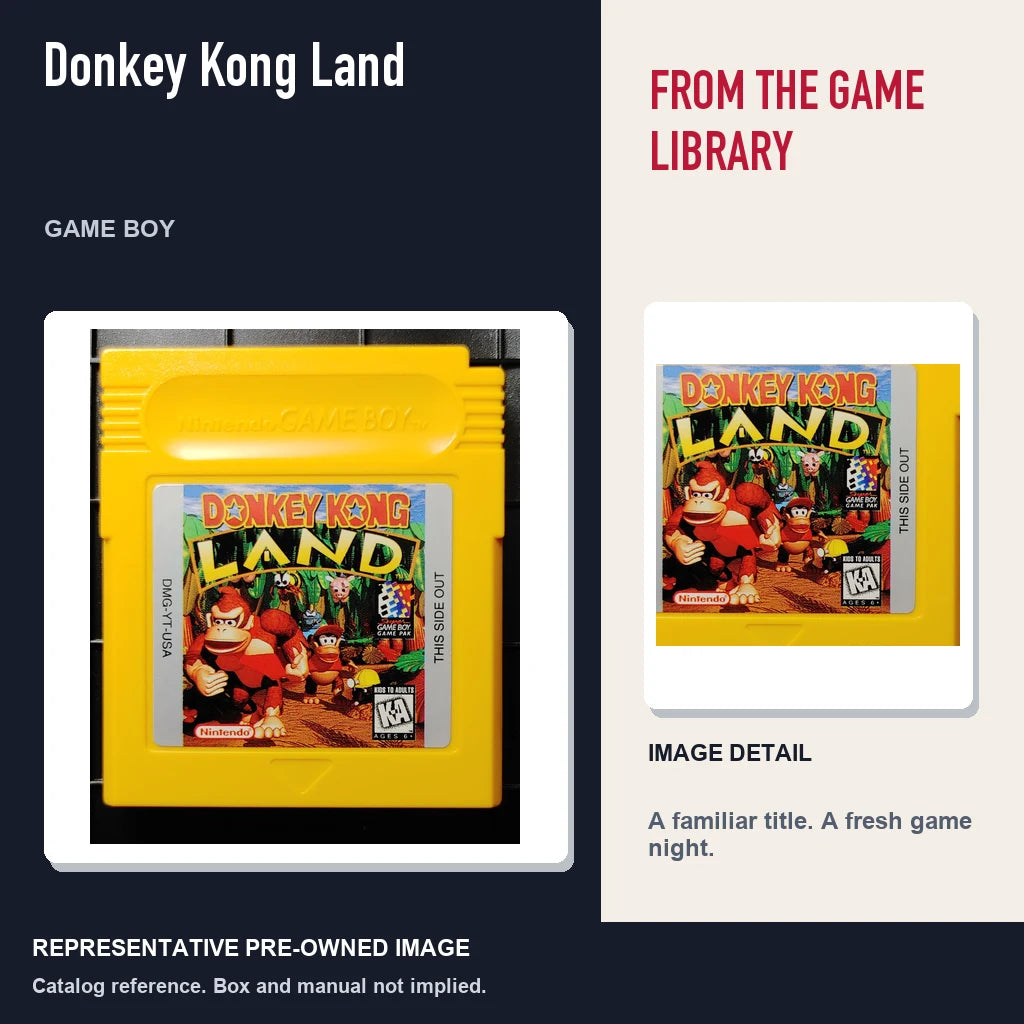 Representative pre-owned Donkey Kong Land (Game Boy), editorial image and detail.
