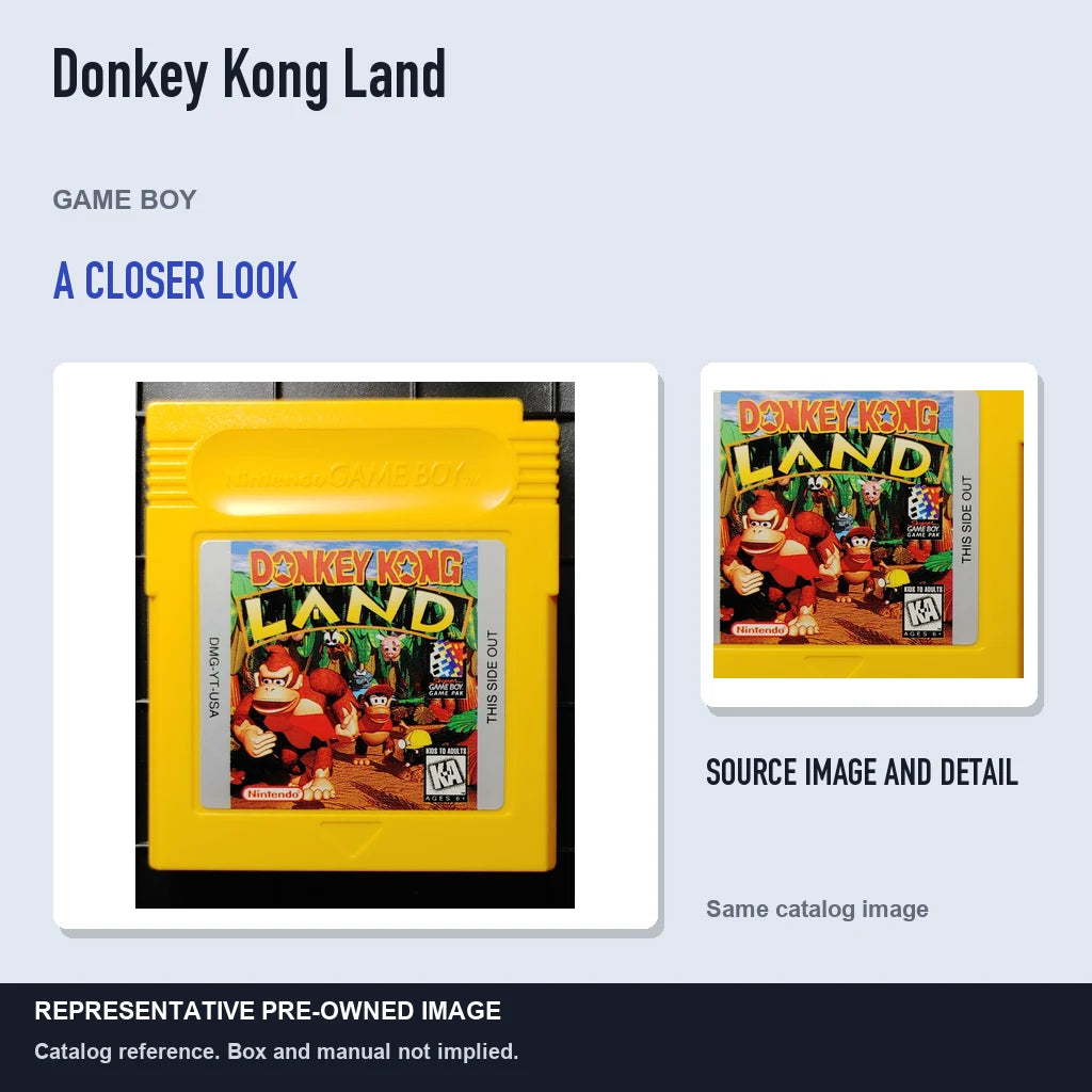 Representative pre-owned Donkey Kong Land (Game Boy), full image with detail inset.