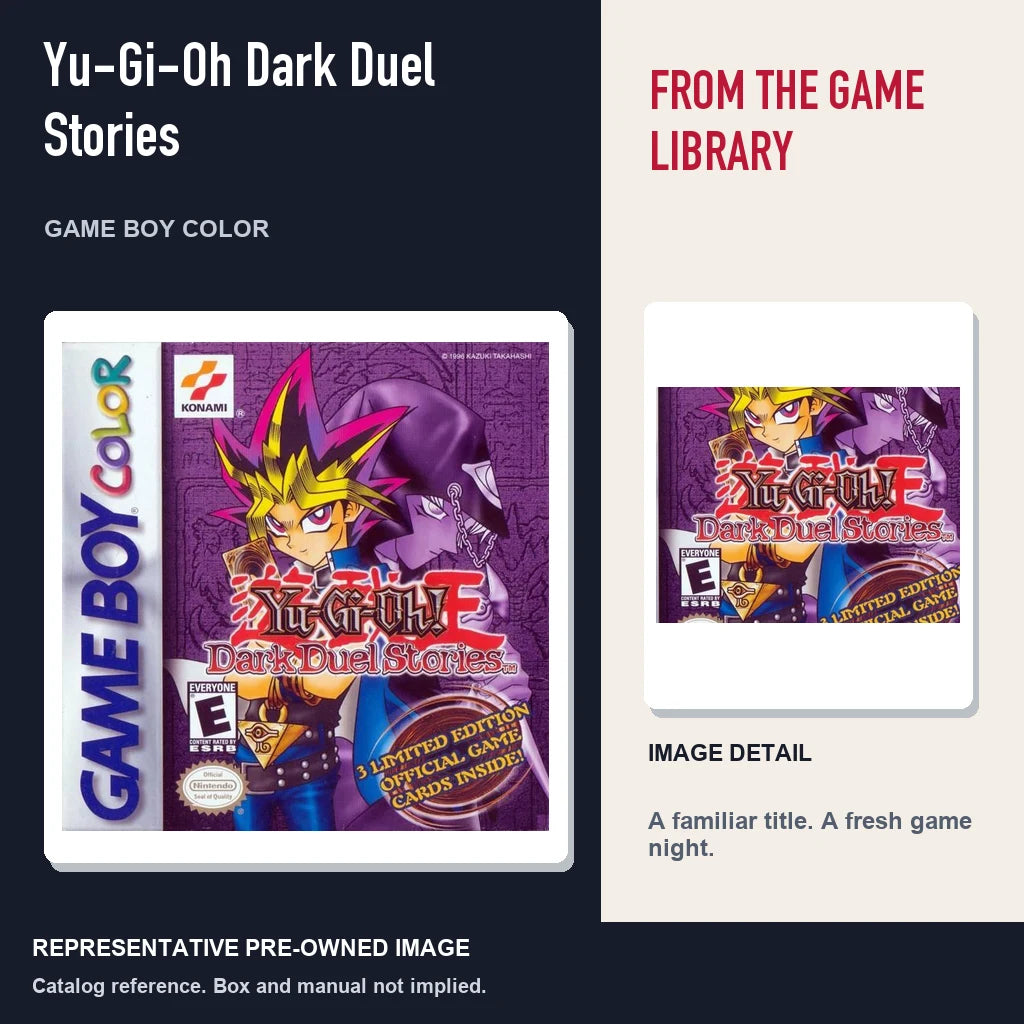 Representative pre-owned Yu-Gi-Oh Dark Duel Stories (Game Boy Color), editorial image and detail.