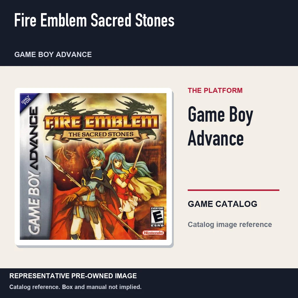 Representative pre-owned Fire Emblem Sacred Stones (Game Boy Advance), platform product layout.
