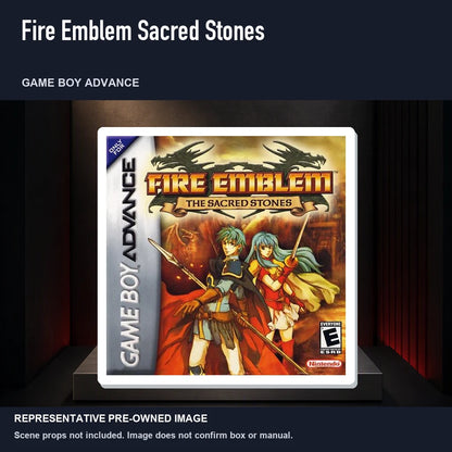 Representative pre-owned Fire Emblem Sacred Stones (Game Boy Advance), product image on a display panel.