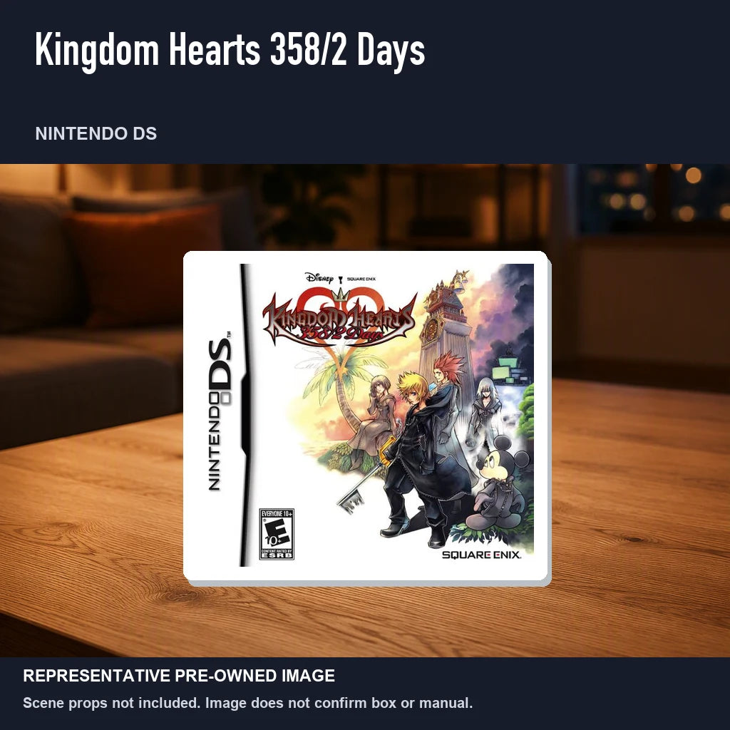 Representative pre-owned Kingdom Hearts 358/2 Days (Nintendo DS), product image in a styled room scene.