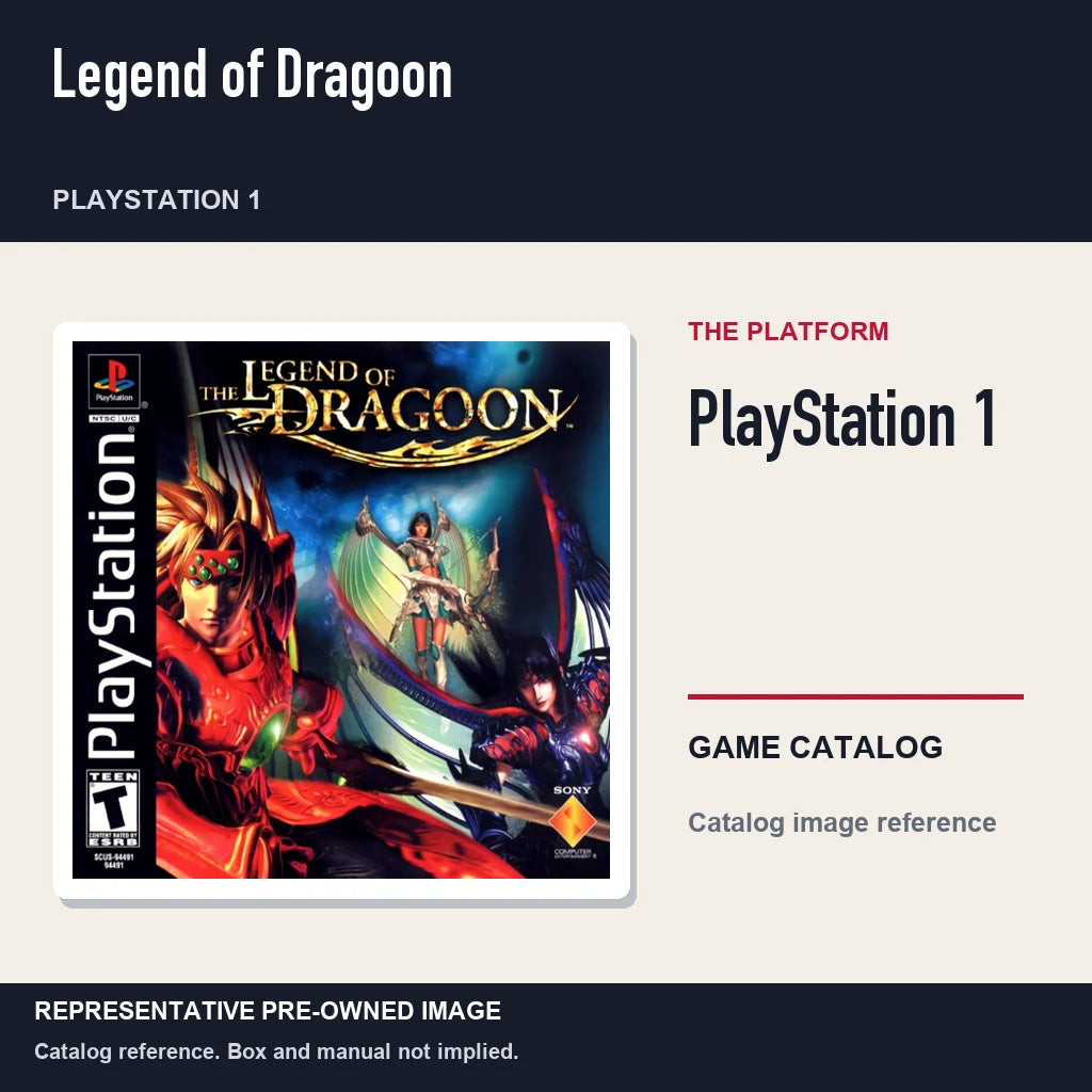 Representative pre-owned Legend of Dragoon (PlayStation 1), platform product layout.