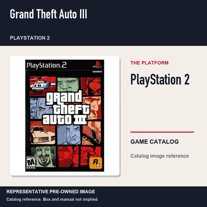 Representative pre-owned Grand Theft Auto III (PlayStation 2), platform product layout.