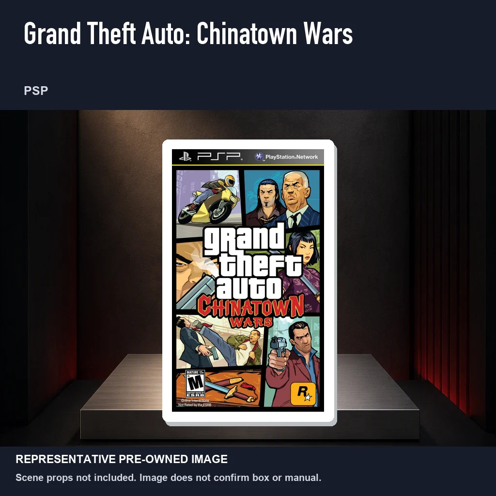 Representative pre-owned Grand Theft Auto: Chinatown Wars (PSP), product image on a display panel.