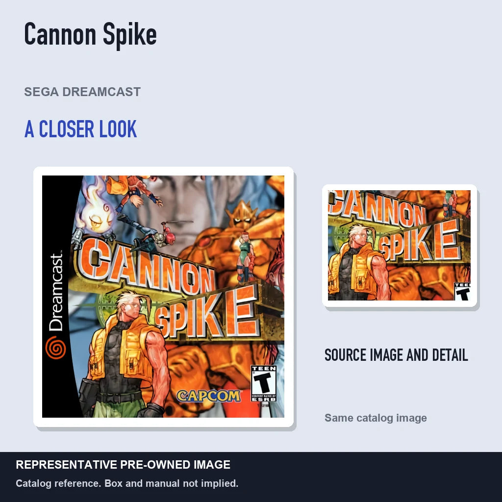 Representative pre-owned Cannon Spike (Sega Dreamcast), full image with detail inset.