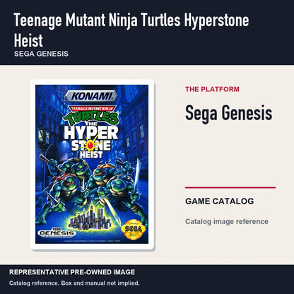 Representative pre-owned Teenage Mutant Ninja Turtles Hyperstone Heist (Sega Genesis), platform product layout.