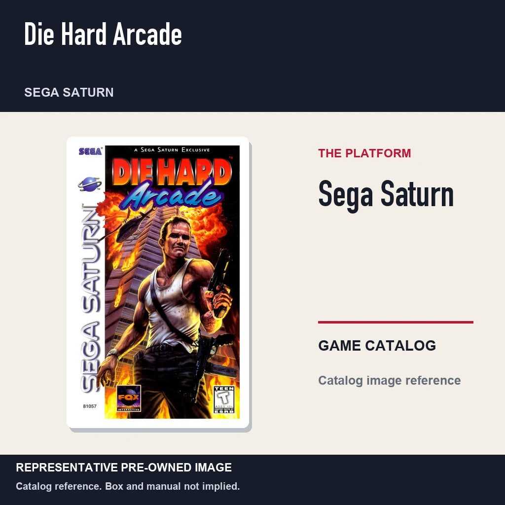 Representative pre-owned Die Hard Arcade (Sega Saturn), platform product layout.
