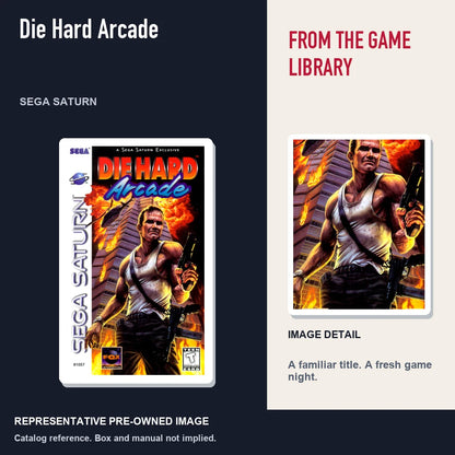 Representative pre-owned Die Hard Arcade (Sega Saturn), editorial image and detail.
