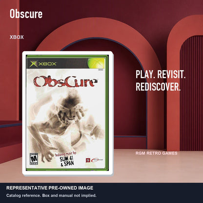 Representative pre-owned Obscure (Xbox), red retro product layout.