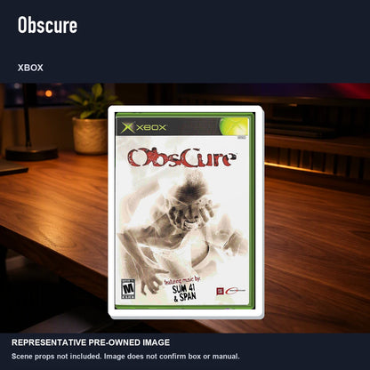 Representative pre-owned Obscure (Xbox), product image in a styled desk scene.