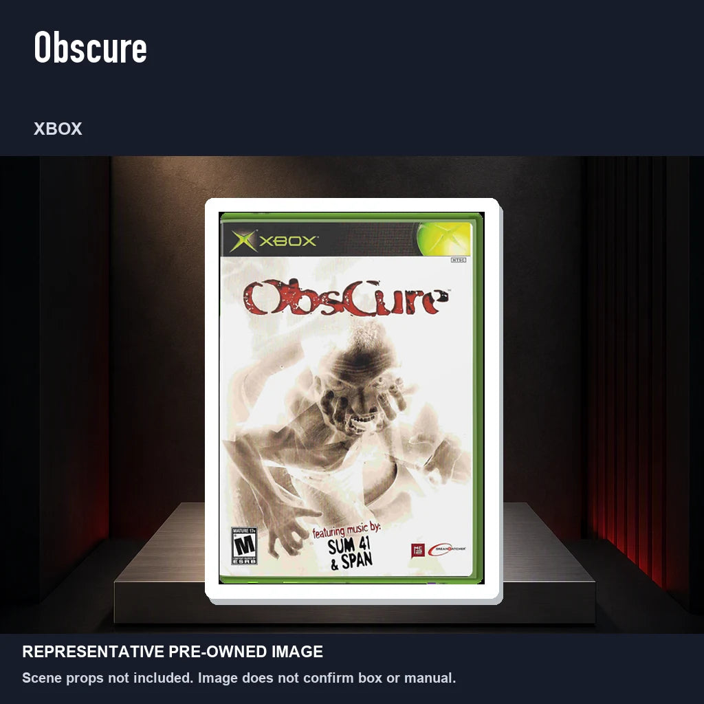 Representative pre-owned Obscure (Xbox), product image on a display panel.