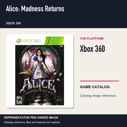 Representative pre-owned Alice: Madness Returns (Xbox 360), platform product layout.
