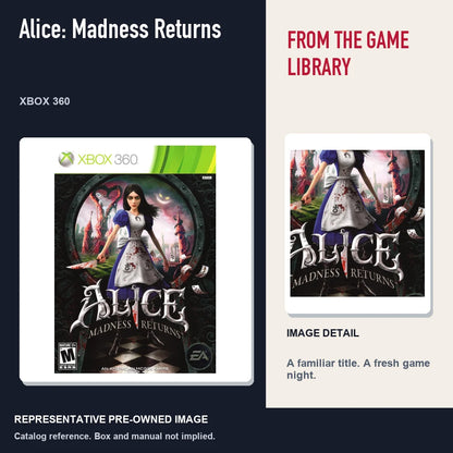 Representative pre-owned Alice: Madness Returns (Xbox 360), editorial image and detail.