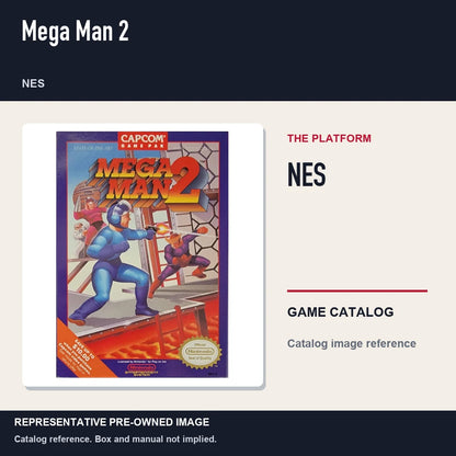 Representative pre-owned Mega Man 2 (NES), platform product layout.