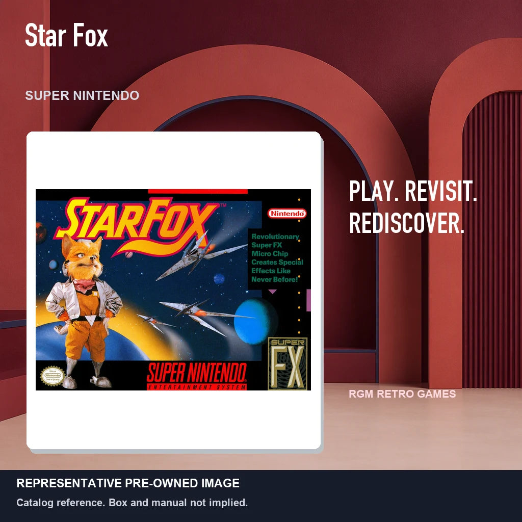Representative pre-owned Star Fox (Super Nintendo), red retro product layout.