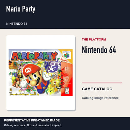 Representative pre-owned Mario Party (Nintendo 64), platform product layout.