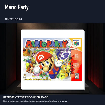 Representative pre-owned Mario Party (Nintendo 64), product image on a display panel.