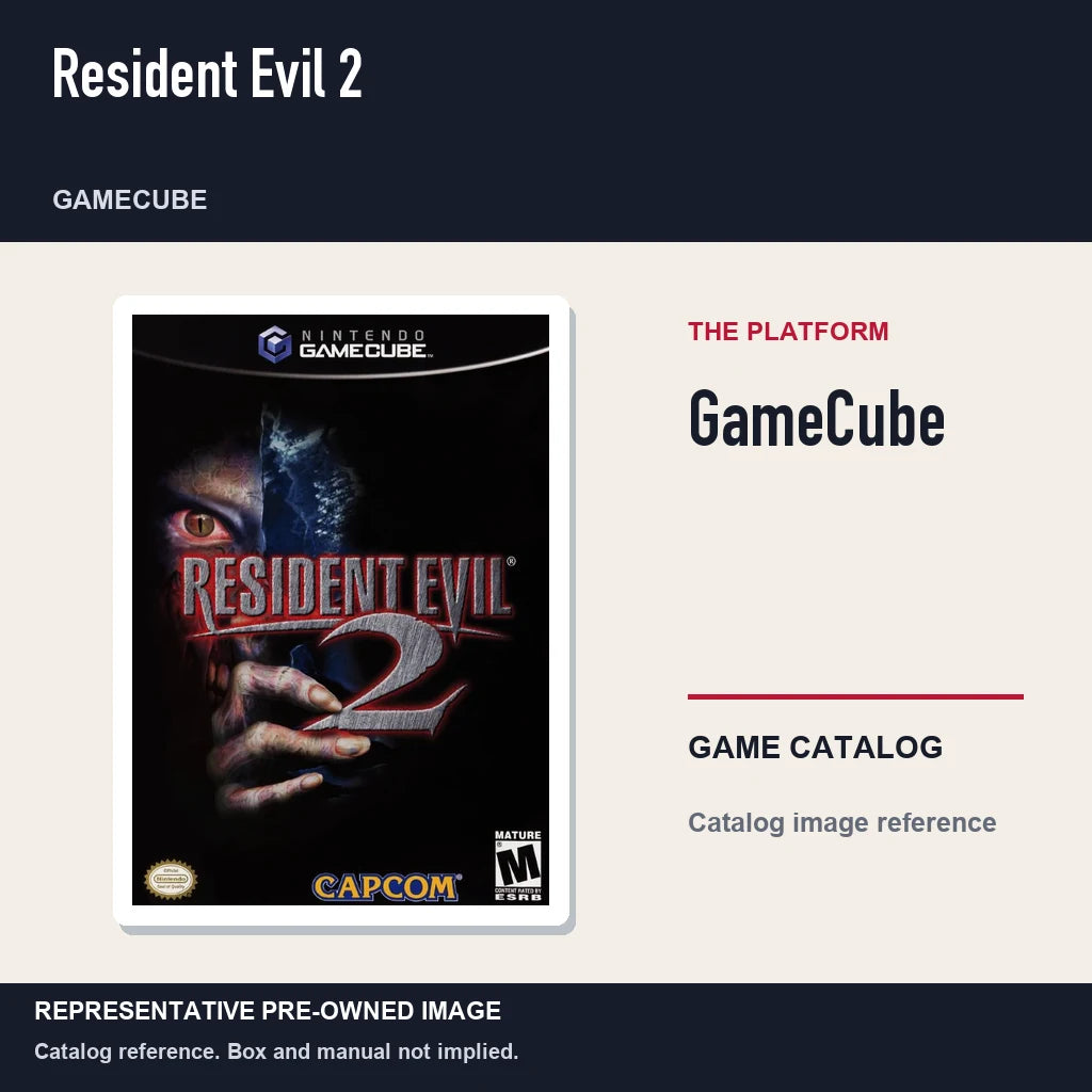 Representative pre-owned Resident Evil 2 (GameCube), platform product layout.