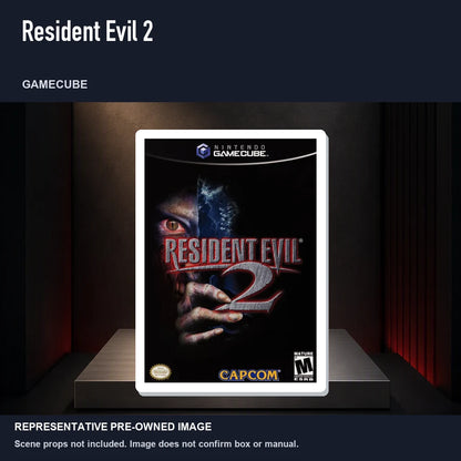 Representative pre-owned Resident Evil 2 (GameCube), product image on a display panel.