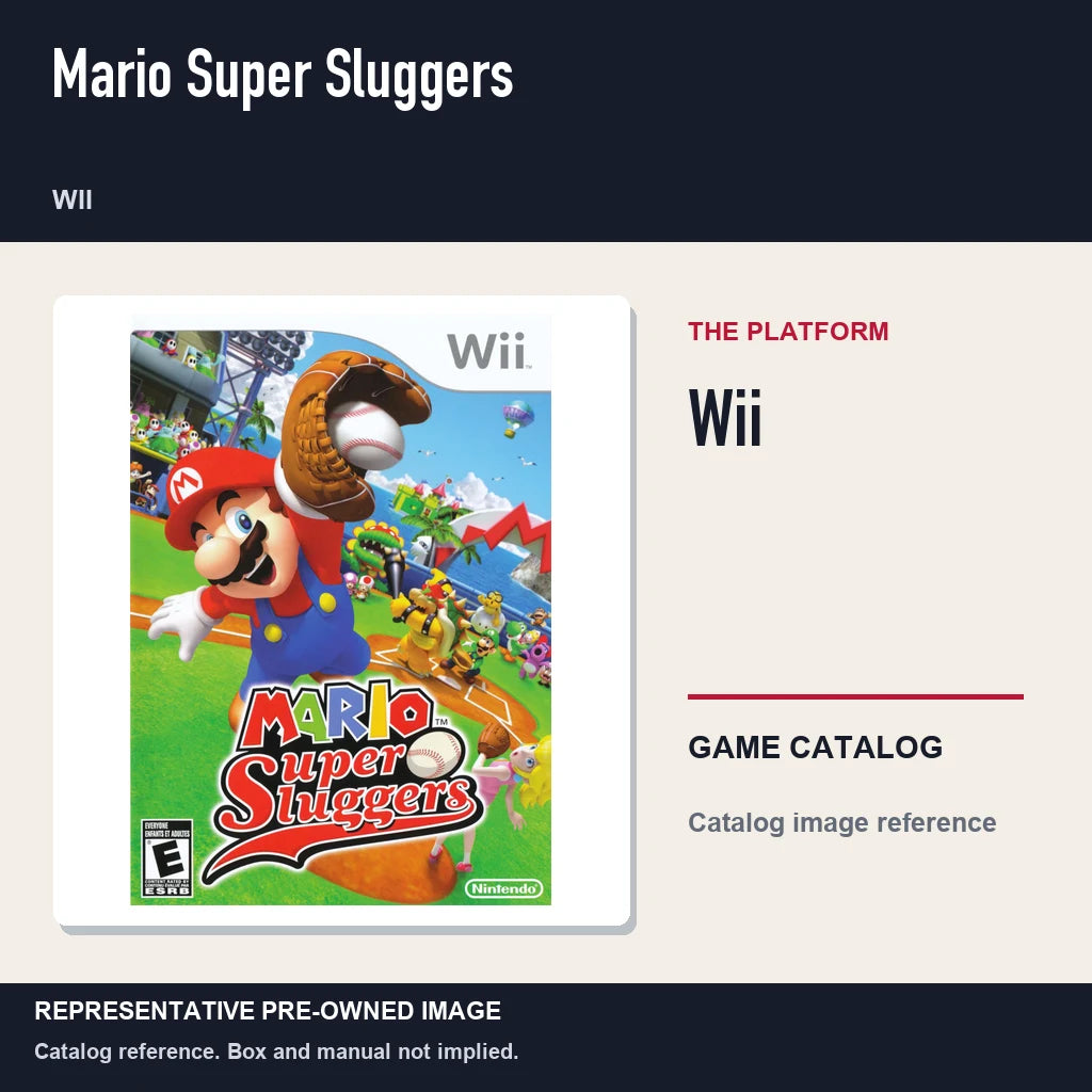 Representative pre-owned Mario Super Sluggers (Wii), platform product layout.