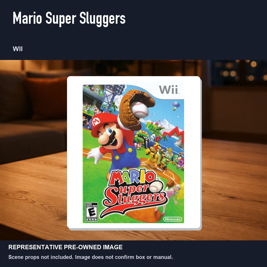 Representative pre-owned Mario Super Sluggers (Wii), product image in a styled room scene.