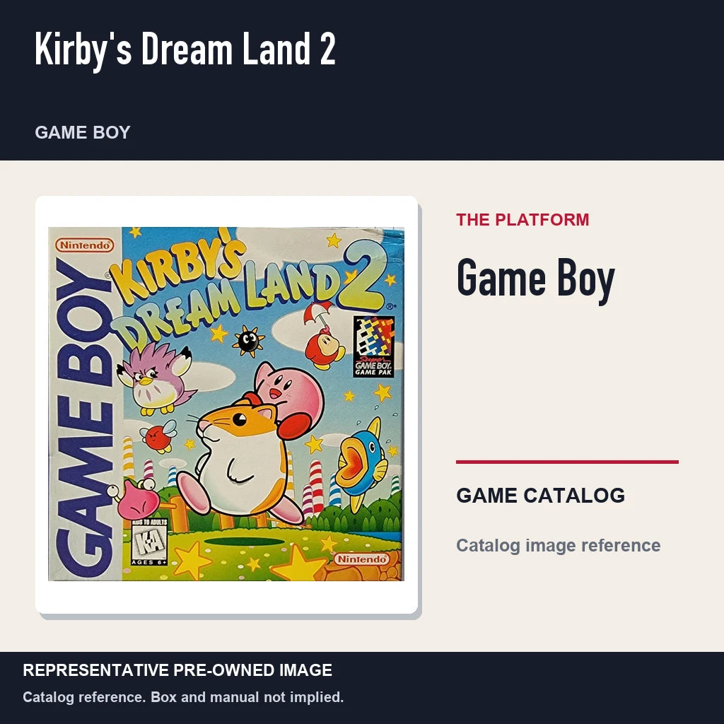 Representative pre-owned Kirby's Dream Land 2 (Game Boy), platform product layout.