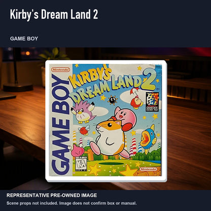 Representative pre-owned Kirby's Dream Land 2 (Game Boy), product image in a styled desk scene.