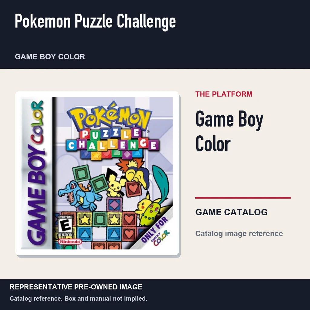 Representative pre-owned Pokemon Puzzle Challenge (Game Boy Color), platform product layout.