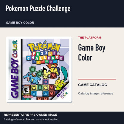 Representative pre-owned Pokemon Puzzle Challenge (Game Boy Color), platform product layout.