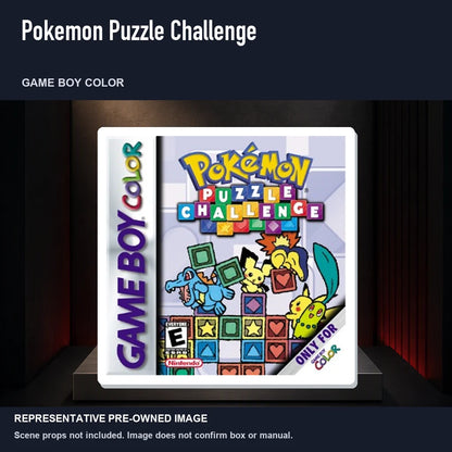 Representative pre-owned Pokemon Puzzle Challenge (Game Boy Color), product image on a display panel.