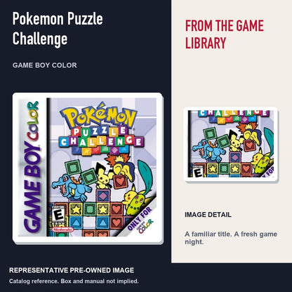 Representative pre-owned Pokemon Puzzle Challenge (Game Boy Color), editorial image and detail.