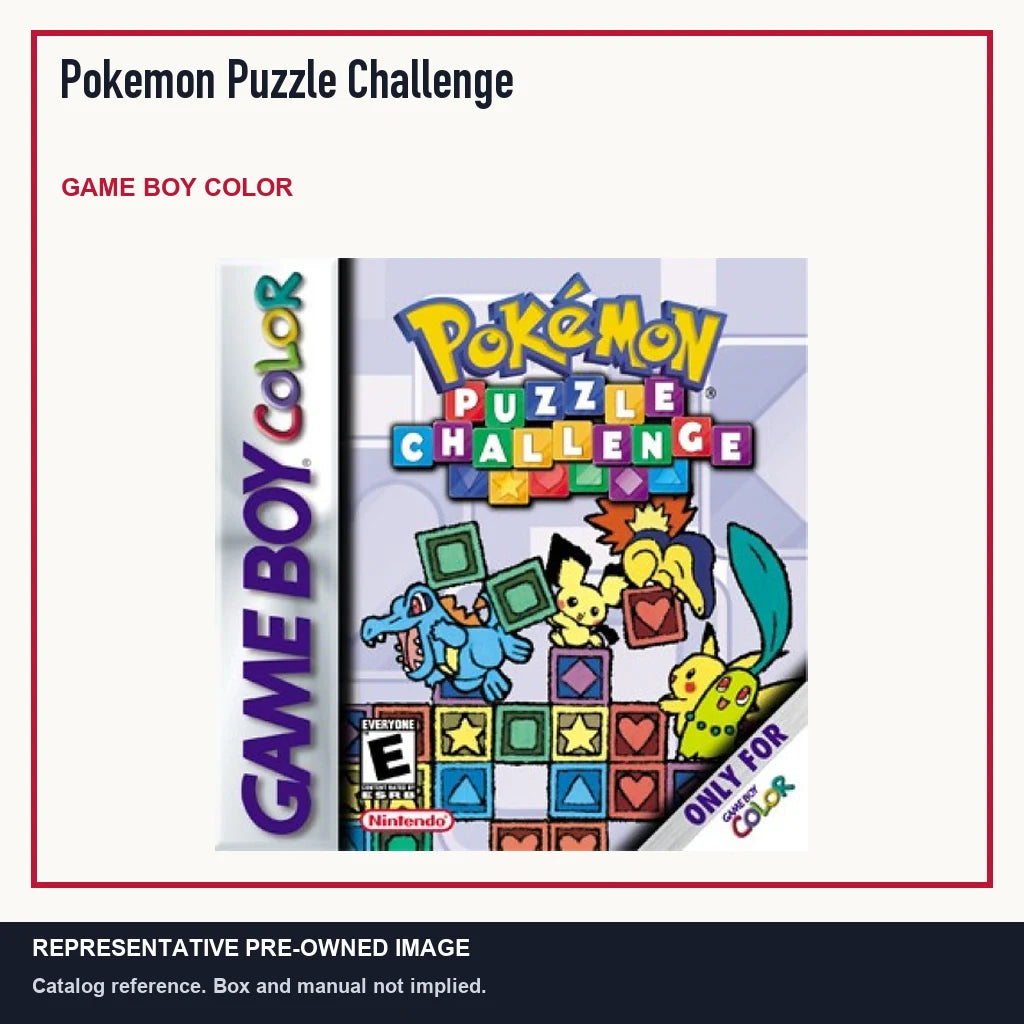 Representative pre-owned Pokemon Puzzle Challenge (Game Boy Color), minimal product layout.