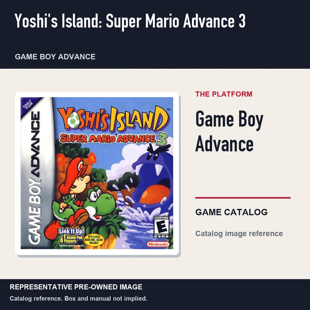 Representative pre-owned Yoshi's Island: Super Mario Advance 3 (Game Boy Advance), platform product layout.