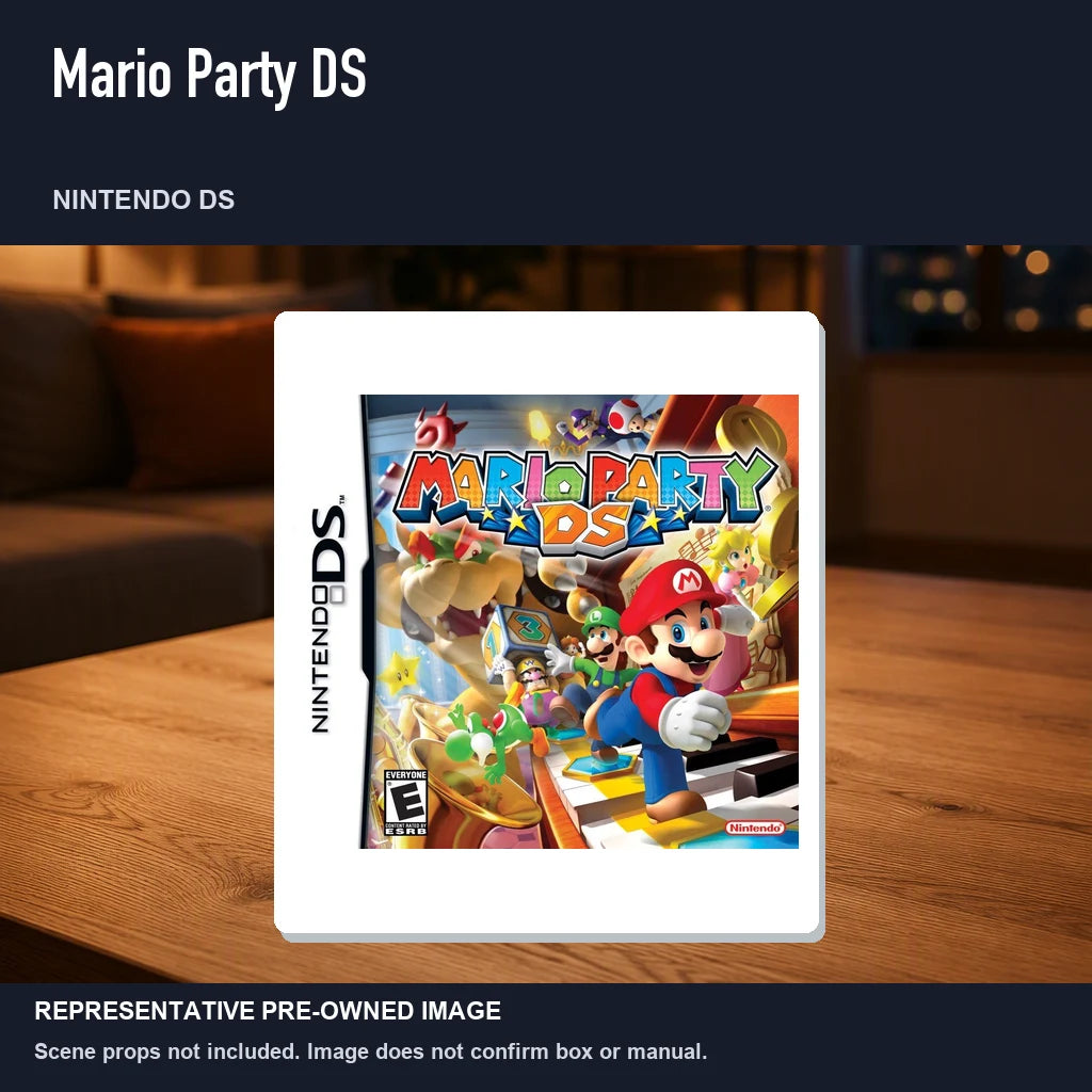 Representative pre-owned Mario Party DS (Nintendo DS), product image in a styled room scene.